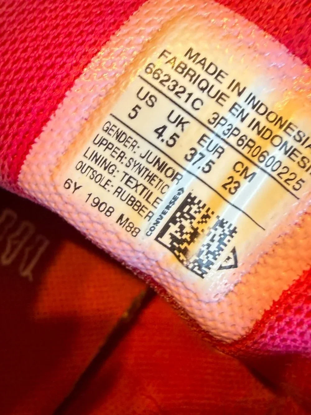 Converse All Star Girls Hot Pink Synthetic 662321C Sneaker Size 5